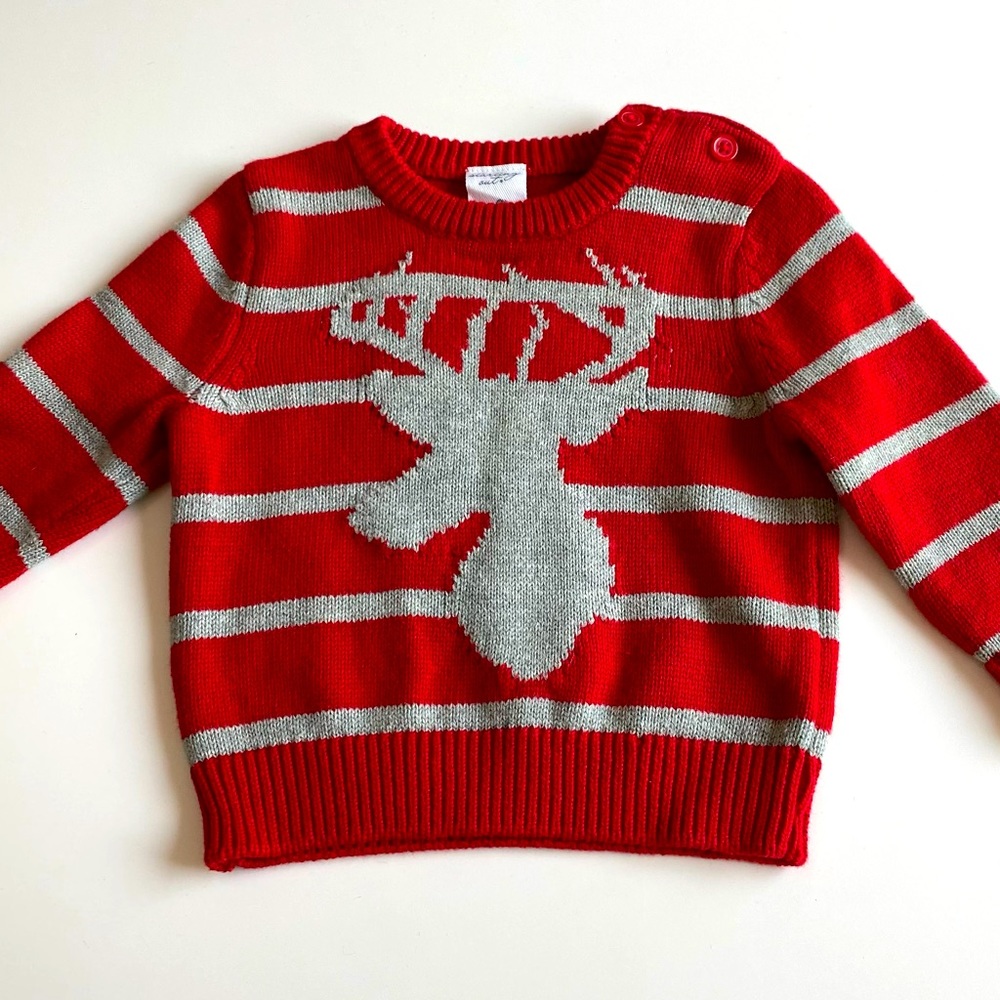 Baby Boy’s Starting Out Red Deer Christmas Holiday Soft Cotton Sweater 12 Months